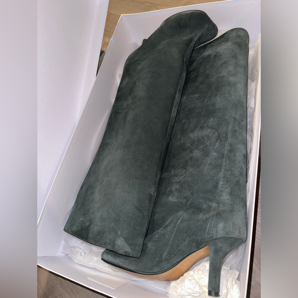 MM6 Maison Margelia Anatomic Green Suede Boots
